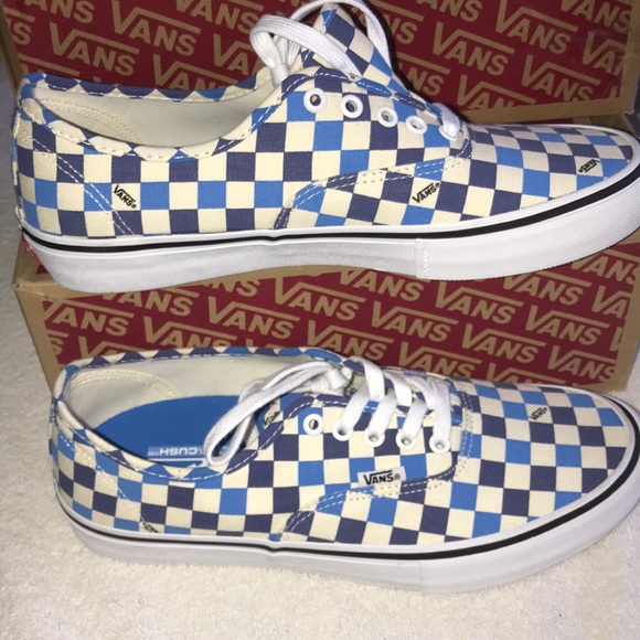 blue checkerboard authentic vans